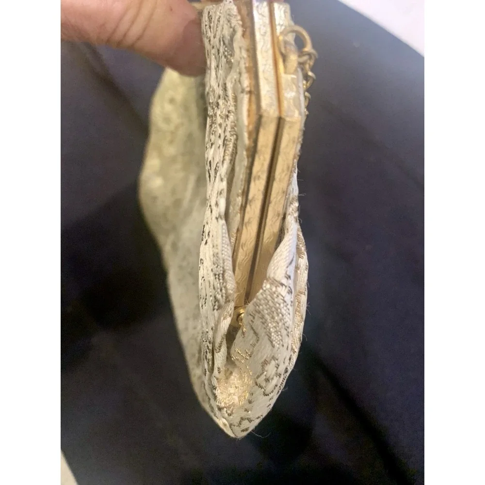 Vintage Brocade Evening Bag Made In France For Salisburys With Vintage Mirror